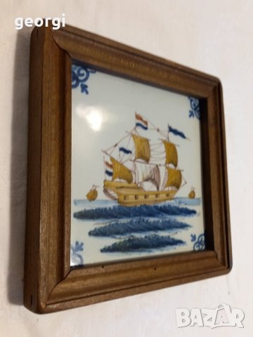 холандско цветно порцеланово пано кораб   11/1, снимка 2 - Пана - 42005697
