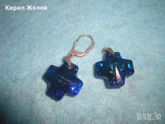 СТАРИ СРЕБЪРНИ ОБЕЦИ СРЕБРО 925 и ЦВЕТЕН СКЪПОЦЕНЕН КРИСТАЛ Подходящи и за МЕДАЛЬОНЧЕТА 25105, снимка 8 - Обеци - 35782138