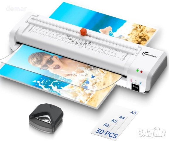 Ламинатор A3, с вграден нож и 30 ламиниращи плика, термично и студено, снимка 1