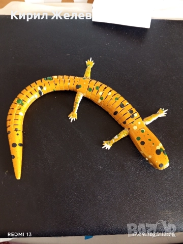 Дървен гущер саламандър сувенир за КОЛЕКЦИЯ ДЕКОРАЦИЯ 49455, снимка 7 - Други ценни предмети - 51744013