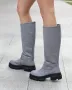 Равни ботуши - сив велур - BMK10, снимка 3