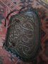 Стара дамска кожена чантичка ръчна маисторска изработка с красиви флорални орнаменти 38777, снимка 2