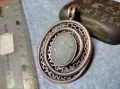 АВТОРСКИ ПОСРЕБРЕН АЖУРЕН ВИНТИДЖ АРТ МЕДАЛЬОН с НАТУРАЛЕН ПОЛУСКЪПОЦЕНЕН КАМЪК и МАРКИРОВКИ 34311, снимка 4