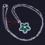 Сребърни обици и колие със смарагд и кристали, снимка 2