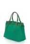 Зелена велурена чанта с плетен дизайн Zee Lane Collection, снимка 1