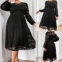Разкошна елегантна макси еластична дантелена рокля с фина еластична подплата в черно, снимка 1 - Рокли - 44341553
