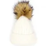 Дамска зимна шапка бяла с пух от естествен косъм и подплата, снимка 2
