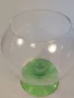 голяма стъклена ваза във формата на чаша духано зелено стъкло 21/4, снимка 4