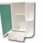 Компактен шкаф за баня с огледало, шкаф, чекмедже и рафтчета, снимка 1 - Шкафове - 36329541
