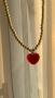 Red heart glass necklace , снимка 3