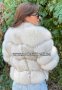 Луксозно дамско палто естествен косъм лисица и естествена кожа код 57, снимка 2