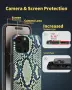 Калъф SCORPIFY за iPhone 15 Pro Max с MagSafe и маслиненозелен змийски принт, снимка 5