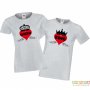 Тениски за двойки King Queen със сърце и корона, снимка 1 - Тениски - 35718901