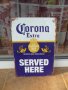 Corona Extra бира реклама бар наливна чаша халба Served Here, снимка 1 - Рекламни табели - 41569929