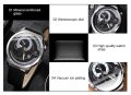  SHAARMS HQ8073 Луксозен мъжки кварцов часовник с кожена каишка и гривна, снимка 2