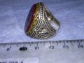ОГРОМЕН СТАР ТУРСКИ СРЕБЪРЕН СКЪПОЦЕНЕН РЕТРО ПРЪСТЕН СРЕБРО 925 с ПОЛИРАН КАРНЕОЛ в ПОЗЛАТА 30747, снимка 11
