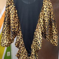 Интересен блузон с тигров принт. Размер: М, L. , снимка 2 - Блузи с дълъг ръкав и пуловери - 40521932