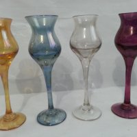 Ретро стъклени чашки чаши цветно стъкло  , снимка 1 - Други ценни предмети - 35985465