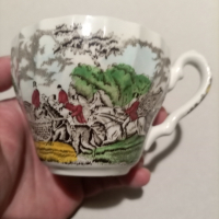 Myotts, селски живот,две чинийки и две чаши кафяви, многоцветни,английска керамика , снимка 8 - Антикварни и старинни предмети - 44575996
