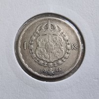 Монета. Сребро. Швеция. 1 крона. 1946 година., снимка 7 - Нумизматика и бонистика - 41320923