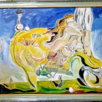 Ръчно рисувана картина от Симеон Пройчев по мотиви от Салвадор Дали- "Le grand masturbador", снимка 1 - Картини - 34623445
