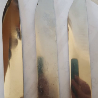 Красив стоманен нож с рог и месинг, снимка 3 - Антикварни и старинни предмети - 36198521