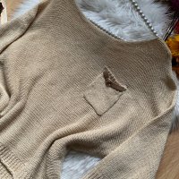 Бежов пуловер, снимка 2 - Блузи с дълъг ръкав и пуловери - 35791348