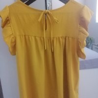 Блуза с къдри цвят горчица , снимка 5 - Ризи - 41981024