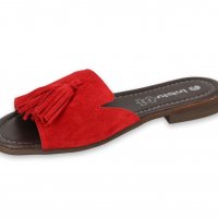 INBLU Италиански дамски чехли от естествен велур, Червени, снимка 2 - Сандали - 35983749