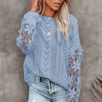 Дамски пуловер с дълъг ръкав с изрязани венчелистчета, 2цвята - 023, снимка 12 - Блузи с дълъг ръкав и пуловери - 39343278