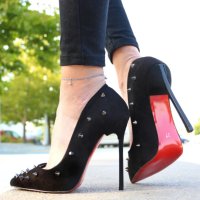 Обувки на ток - черен велур - 167, снимка 1 - Дамски обувки на ток - 38057333