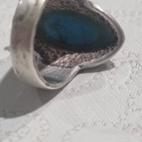 Vintage сребърен пръстен 925 с тюркоаз , снимка 4 - Пръстени - 44200326