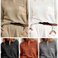 Персонализиран модерен дамски пуловер с кръгло деколте и дълги ръкави, 5цвята - 023 , снимка 1 - Блузи с дълъг ръкав и пуловери - 42237445