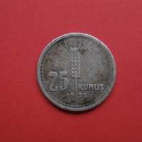 Рядка турска сребърна монета 25 куруш 1935 , снимка 2 - Нумизматика и бонистика - 41866716