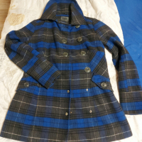 Дамско палтенце синьо каре, снимка 1 - Якета - 36119641