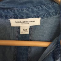beachlunchlounge Дамска тънка дънкова риза топ с къс ръкав M-L, снимка 4 - Ризи - 41699731