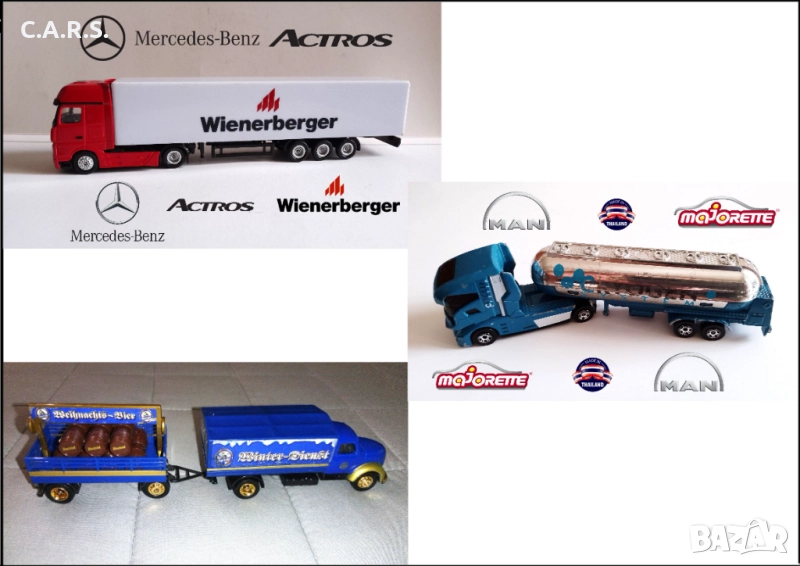 Метални камиони с ремарке Mercedez Benz Actros, MAN...., снимка 1
