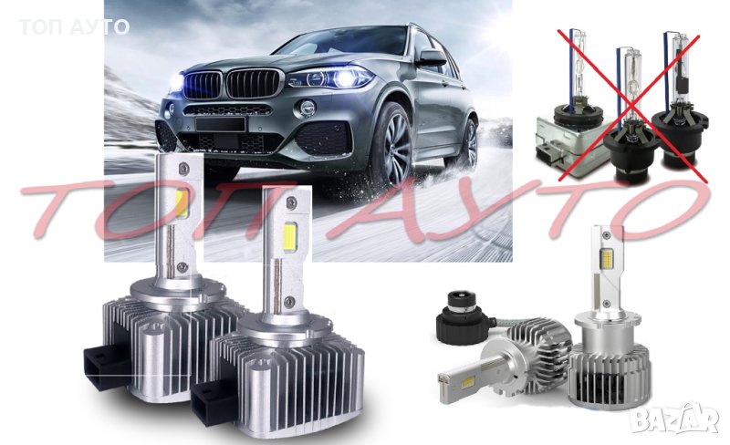 Лед Крушки LED D1S D2S D3S D4S Plug & Play Без Преправяне Замяна Фабрични Ксенонови Крушки , снимка 1