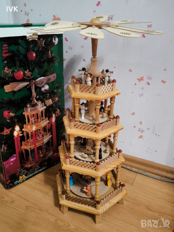  Коледна дървена играчка въртележка Германия , снимка 1