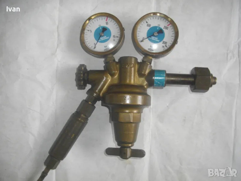 EWO Немски РЕДУЦИР ВЕНТИЛ ЗА КИСЛОРОД ЗА ОКСИЖЕН Старо качество Масивен с 2 манометъра 0-315 бара, снимка 1