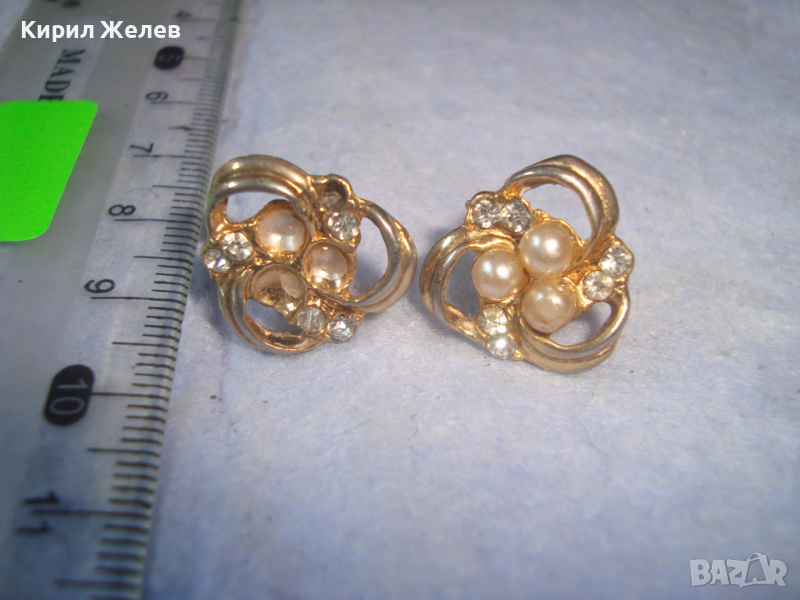 СТАРИ ПОЗЛАТЕНИ с КРИСТАЛЧЕТА АРТ ДЕКО ПЕРЛЕНИ ОБЕЧКИ 8628, снимка 1