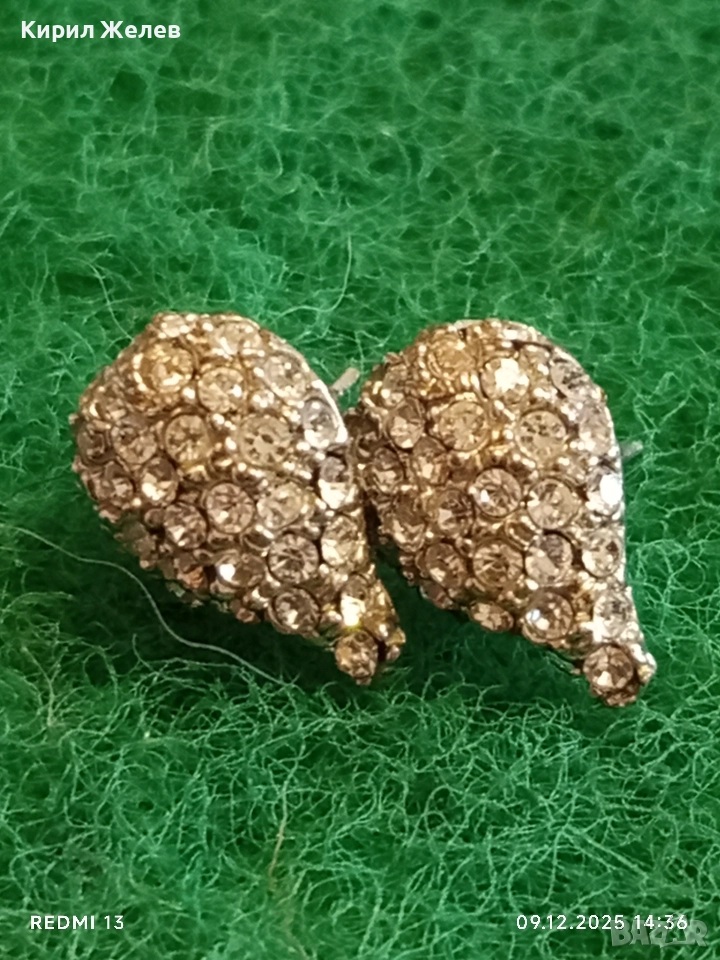 Красиви сребърни обеци с ювелирно инкрустирани брилянти елегантен дизайн 41472, снимка 1