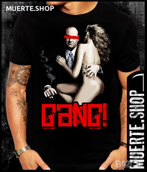 Черна тениска с щампа GANG AFTERWARDS, снимка 1