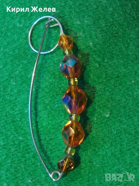 ПРЕКРАСНА СКЪПОЦЕННА РЕТРО ФИБУЛА АРТ ИГЛА БРОШКА с ИСКРЯЩИ ЮВЕЛИРНО ФАСЕТИРАНИ КАМЪНИ ЦИТРИН 37423, снимка 1