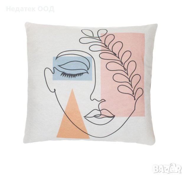 Декоративна възглавница, 40х40см, Розова/ синя/ бяла, снимка 1
