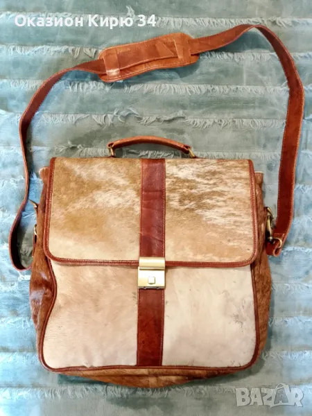 Дамска чанта естествена кожа и естествен косъм , снимка 1