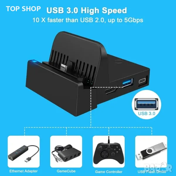 мини портативна докинг станция за превключвател за Nintendo Switch Dock, снимка 1
