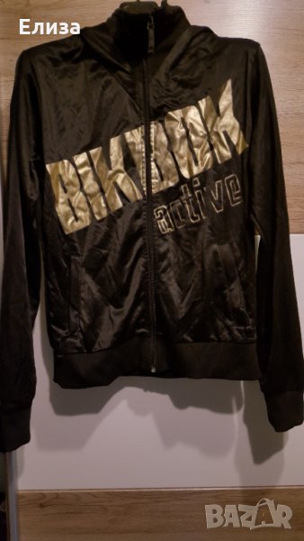 спортно горнище суичер худи с цип черен със златен принт тигър сърце BIK BOK, снимка 1