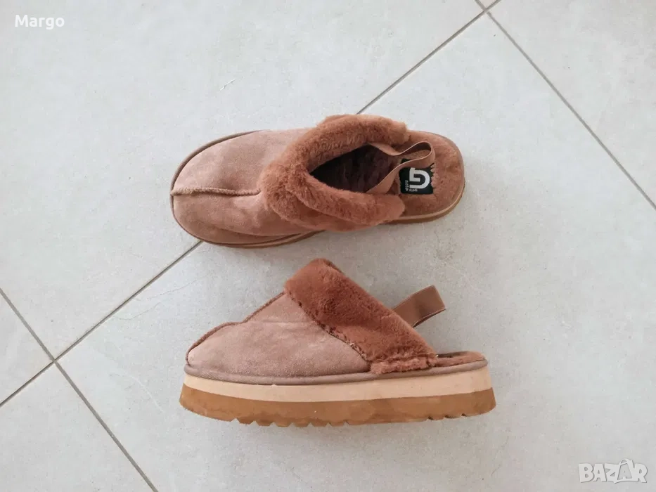 Обувки карамел кафяви 39 40 апрески с козина, снимка 1