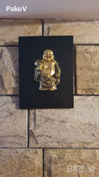 Стенна декорация “Щастлив Буда” на черна плоча, снимка 1